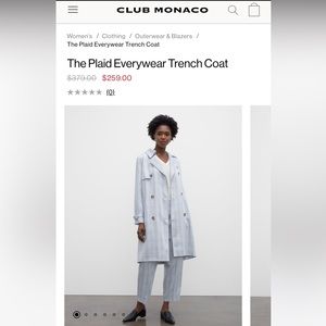 NWOT The Plaid Everywear Trench Coat, Size XS